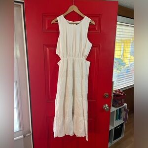 Banana Republic white eyelet tiered dress with cutouts size Large